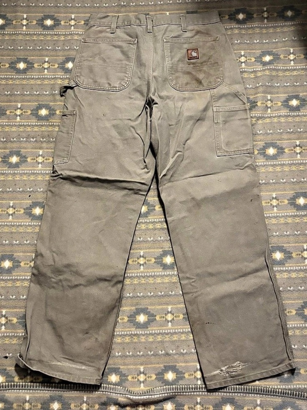 Carhartt Loose Fit Firm Duck Double-Front Utility Work Pant B01 Men's Gray Cargo